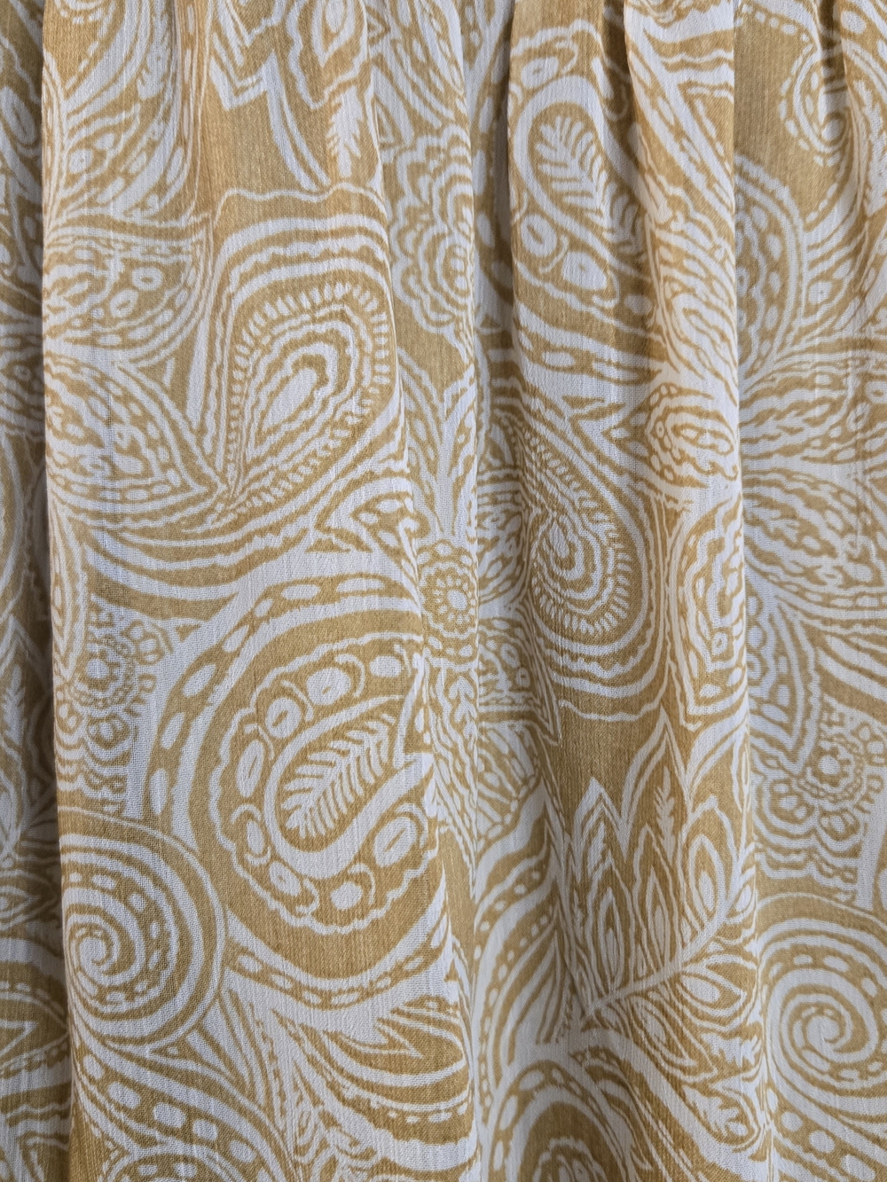 Sienna Sky Mustard paisley smocked mini puff sleeves boho western XS square neck - Picture 4 of 12